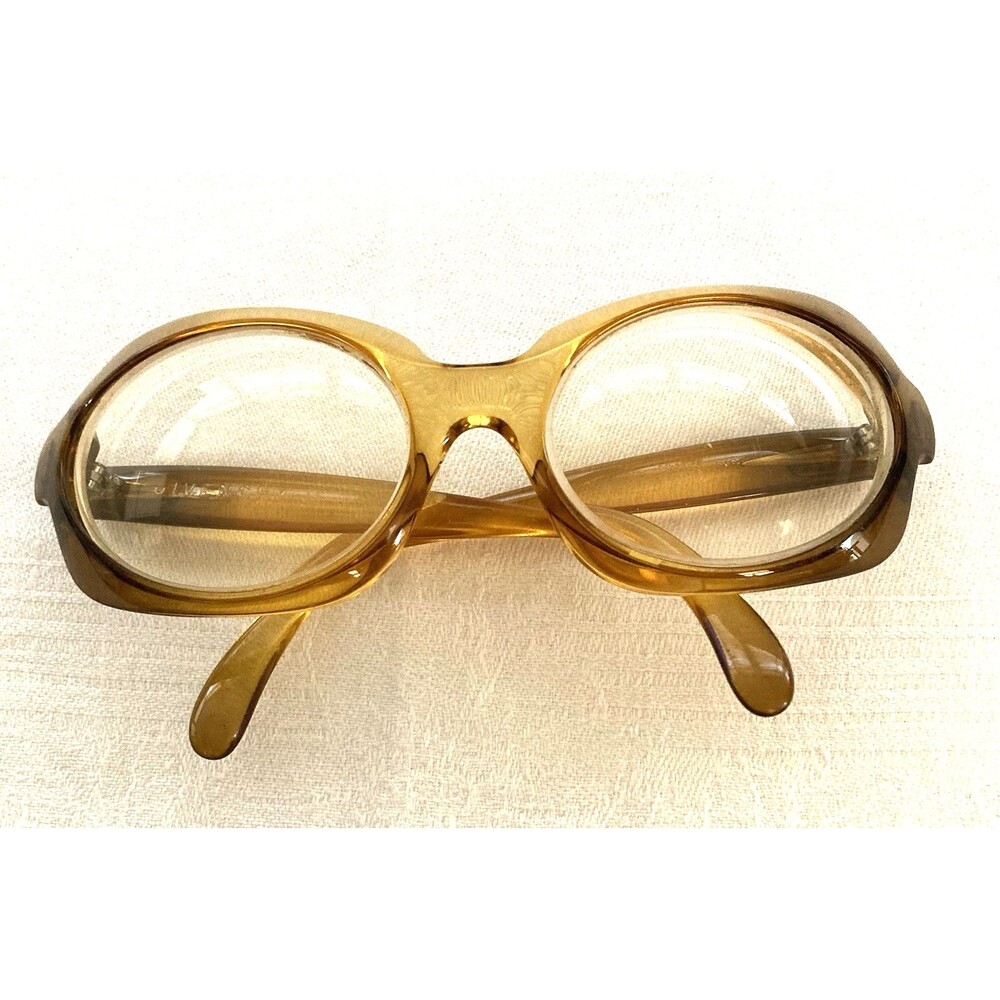Vintage 70s Givenchy Oversize Eyeglass Frames UNICO Amber Brown Fade Austria